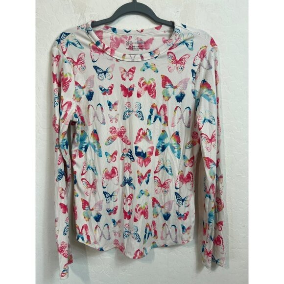 NOBO No Boundaries Butterfly Long Sleeve Ribbed Shirt XL ( Junior's 15-17) Mulit - Picture 1 of 6